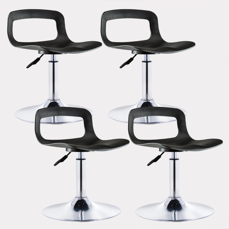 Contemporary Metal Barstool Low Back Faux Leather Footrest Furniture for Bar