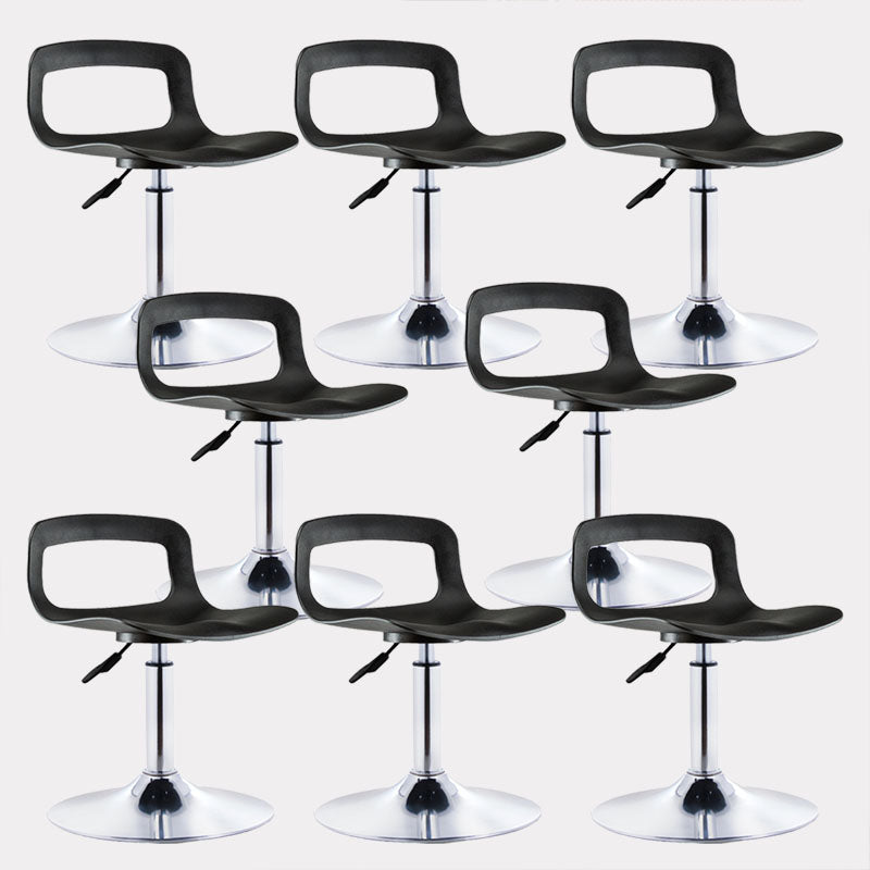 Contemporary Metal Barstool Low Back Faux Leather Footrest Furniture for Bar