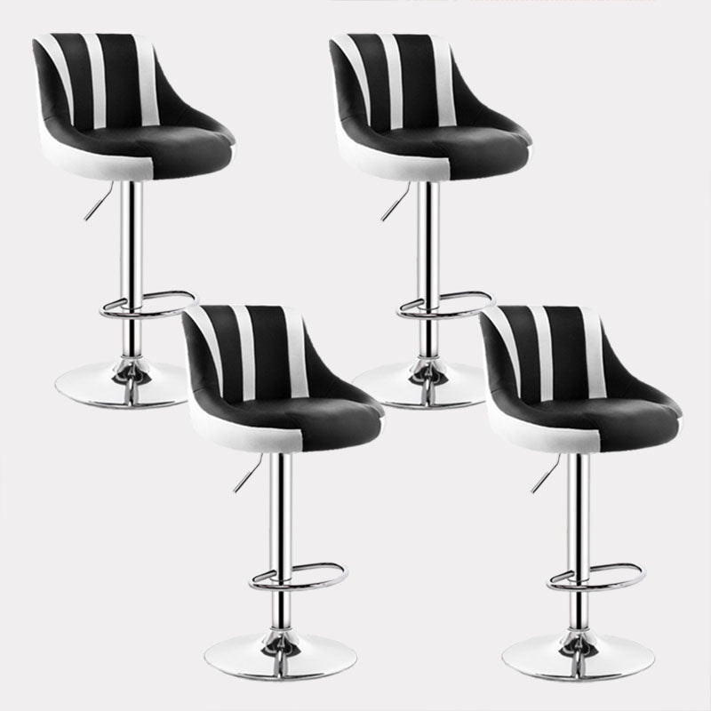 Contemporary Metal Barstool Low Back Faux Leather Footrest Furniture for Bar
