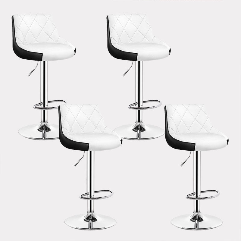 Contemporary Metal Barstool Low Back Faux Leather Footrest Furniture for Bar