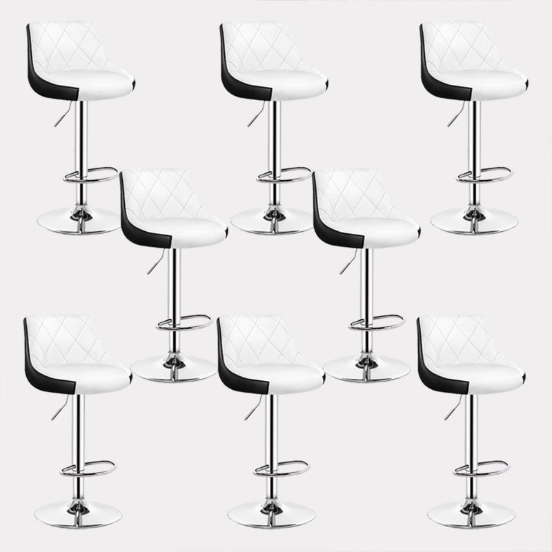 Contemporary Metal Barstool Low Back Faux Leather Footrest Furniture for Bar