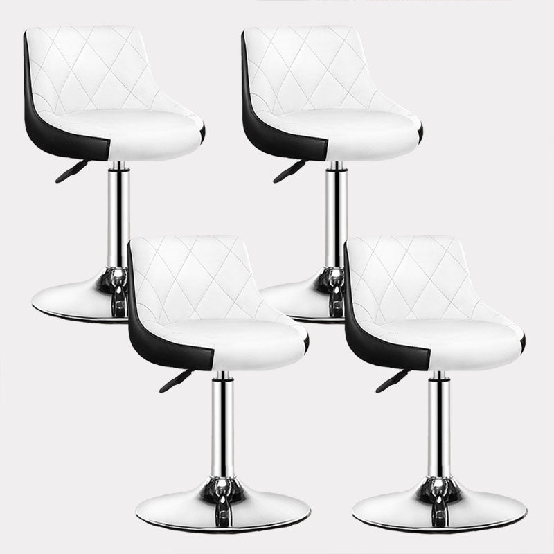 Contemporary Metal Barstool Low Back Faux Leather Footrest Furniture for Bar