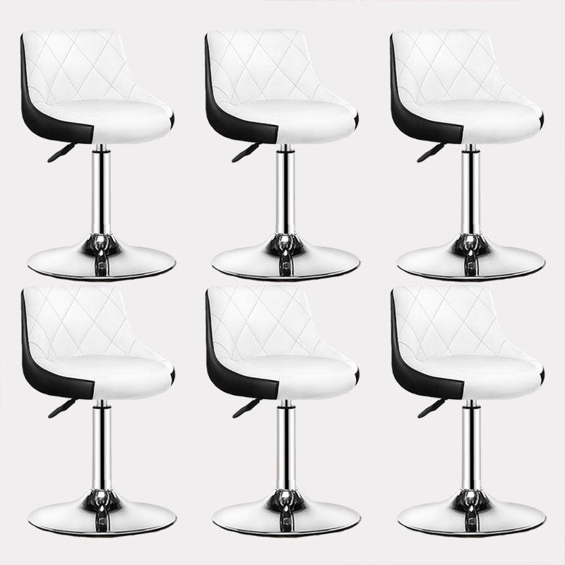 Contemporary Metal Barstool Low Back Faux Leather Footrest Furniture for Bar