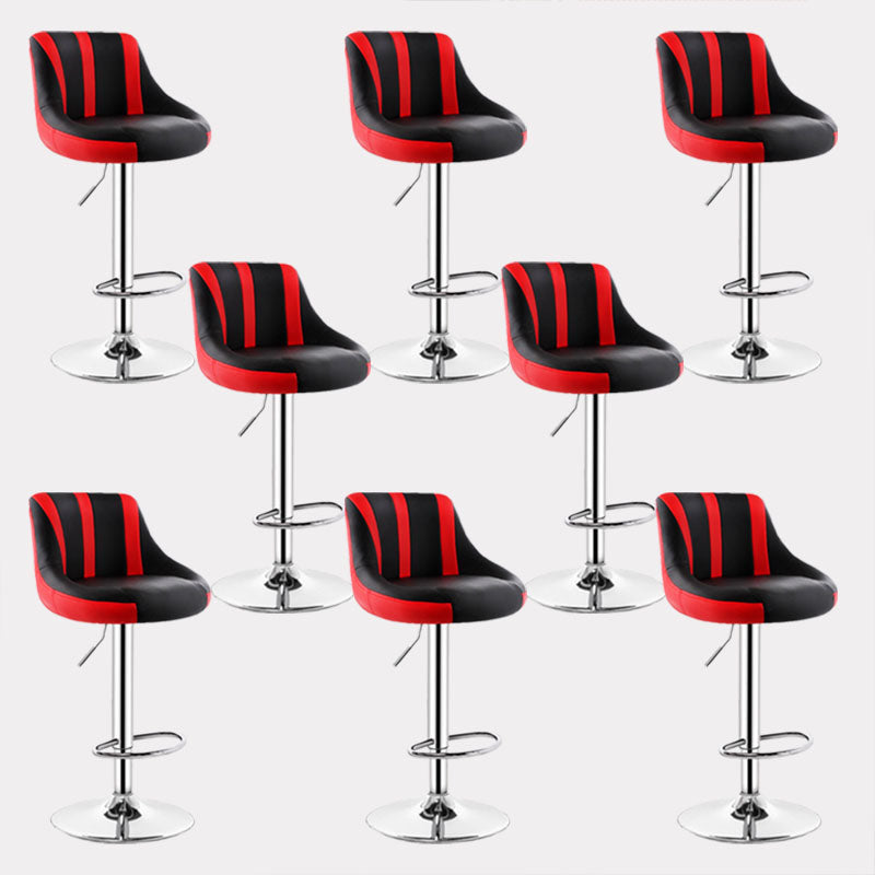 Contemporary Metal Barstool Low Back Faux Leather Footrest Furniture for Bar