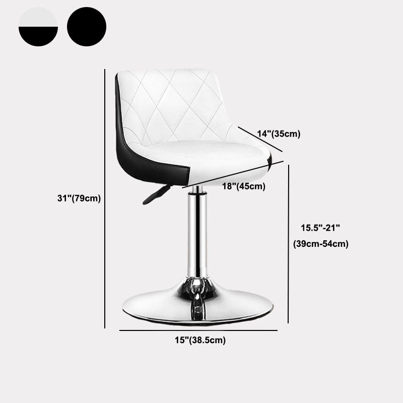 Contemporary Metal Barstool Low Back Faux Leather Footrest Furniture for Bar