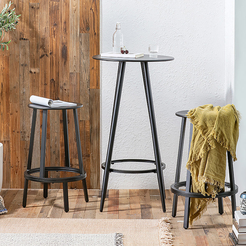 1/2/3 Pieces Industrial Round Bar Table Set Iron Bistro Set with Footrest