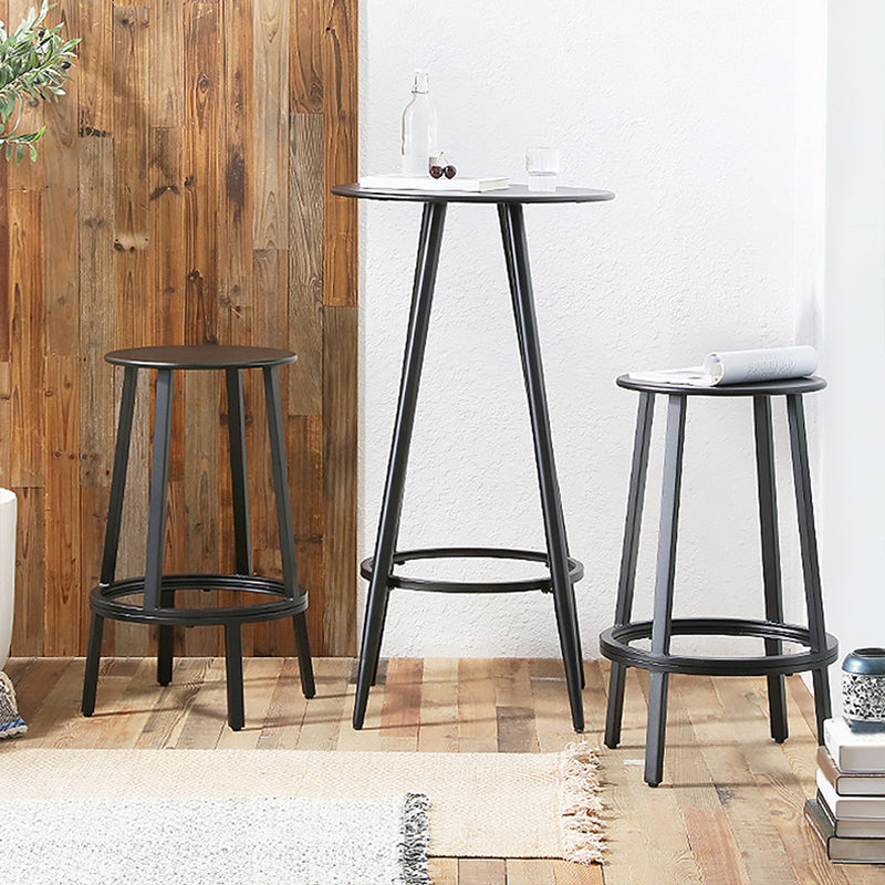 1/2/3 Pieces Industrial Round Bar Table Set Iron Bistro Set with Footrest