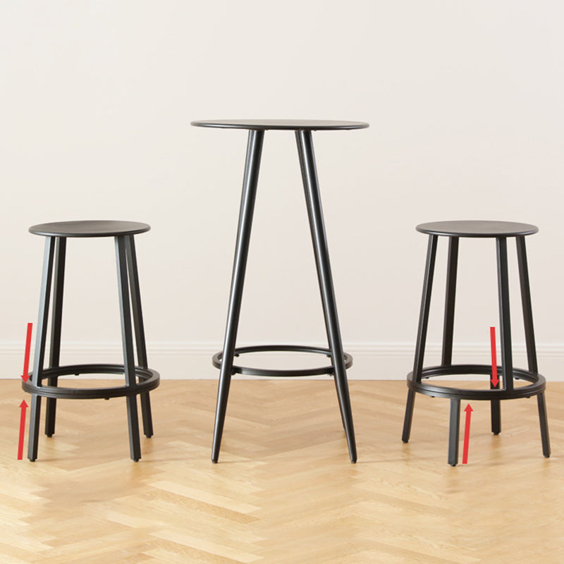 1/2/3 Pieces Industrial Round Bar Table Set Iron Bistro Set with Footrest