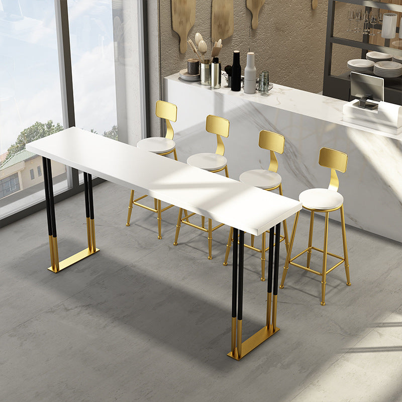 Glam Style Rectangle Bar Table Set 1/2/5 Pieces Solid Wood Counter Table