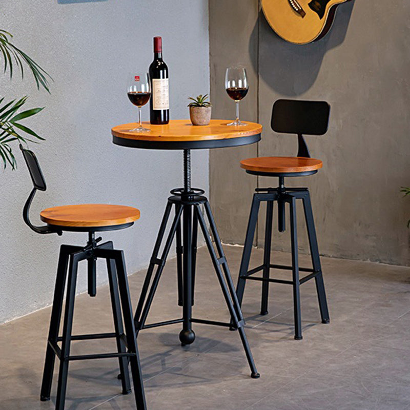 Round Bistro Set 1/2/3 Pieces Industrial Style Solid Wood Bar Table Set