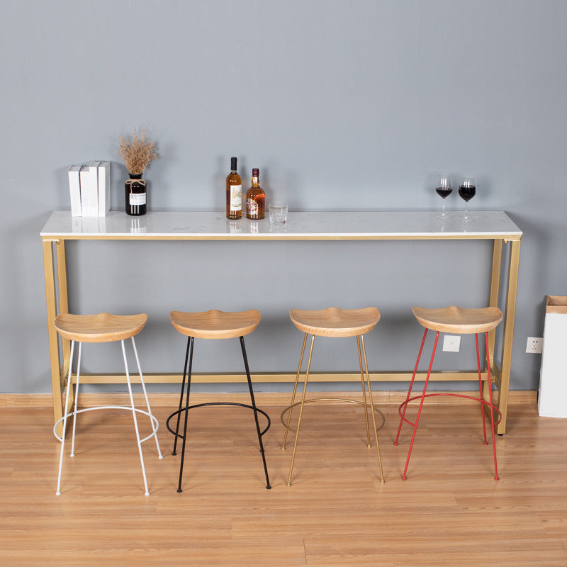 Glam Style Rectangle Bar Table 1/2/5 Pieces Faux Marble Counter Table for Indoor