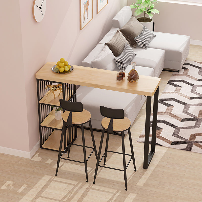 1/2/3 Pieces Industrial Bar Table and Stools Solid Wood and Metal Bar Table Set