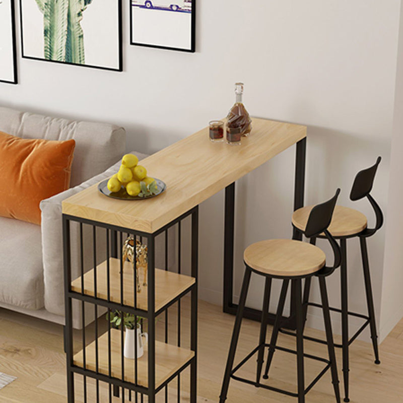 1/2/3 Pieces Industrial Bar Table and Stools Solid Wood and Metal Bar Table Set