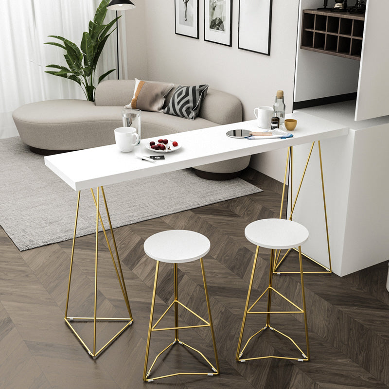 Metal Frame Glam Pub Table Set with Wood Top 1/2/3 Pieces Matte Finish Bar Set for Home