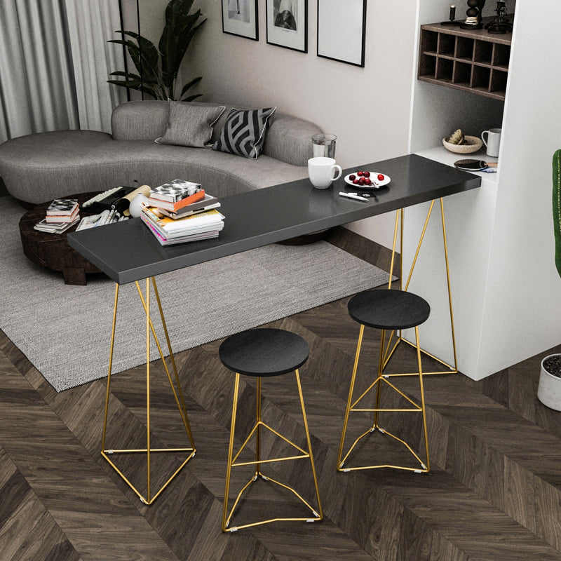 Metal Frame Glam Pub Table Set with Wood Top 1/2/3 Pieces Matte Finish Bar Set for Home