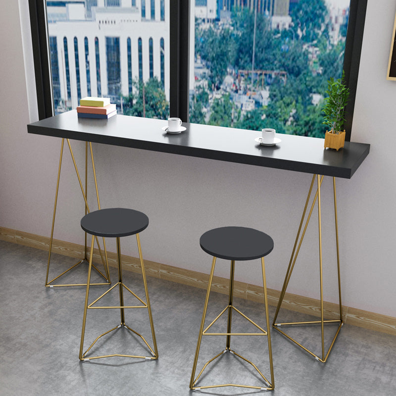 Metal Frame Glam Pub Table Set with Wood Top 1/2/3 Pieces Matte Finish Bar Set for Home