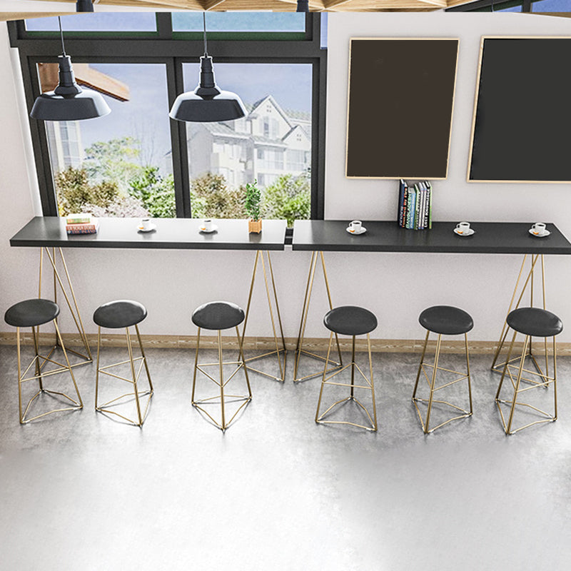 Metal Frame Glam Pub Table Set with Wood Top 1/2/3 Pieces Matte Finish Bar Set for Home