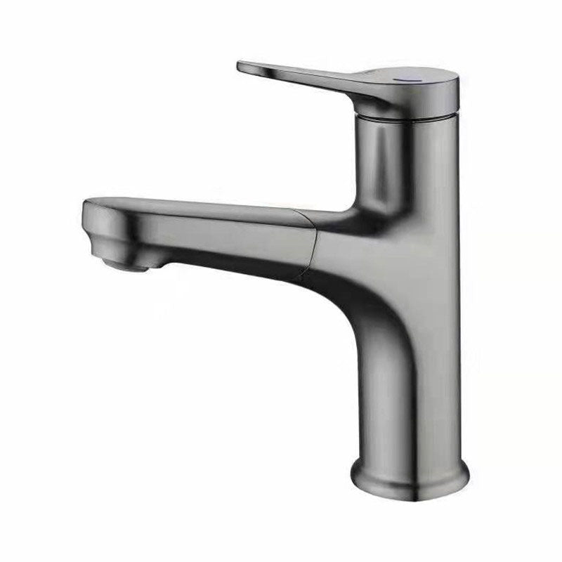 Modern Style Vessel Sink Faucet Lever Handle Copper Retractable Low Arc Vessel Faucet