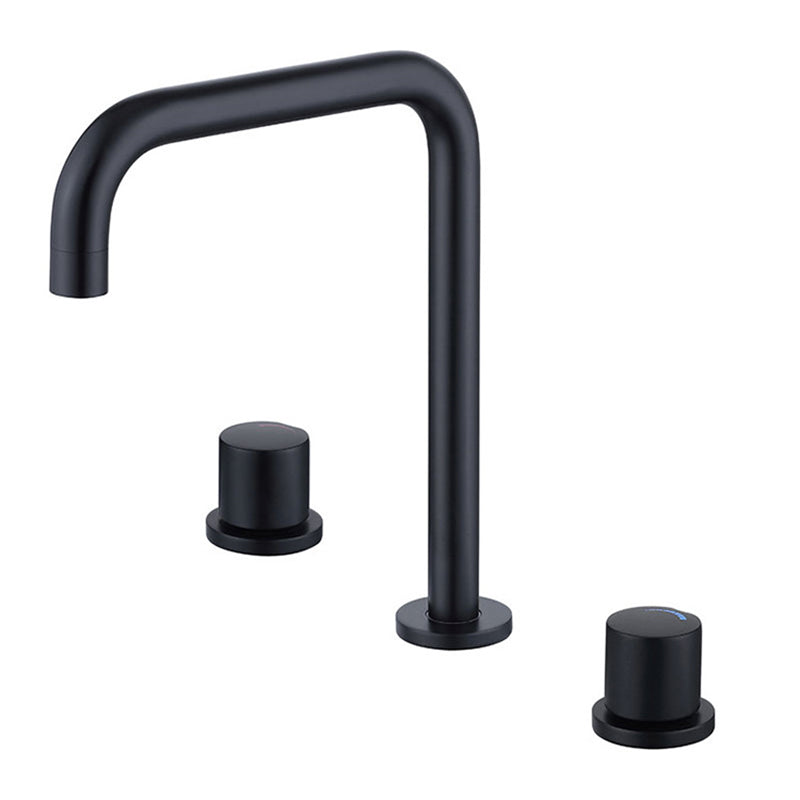Circular 2-Handle Bathroom Faucet with Copper 3-Hole Widespread Bathroom Sink Faucet