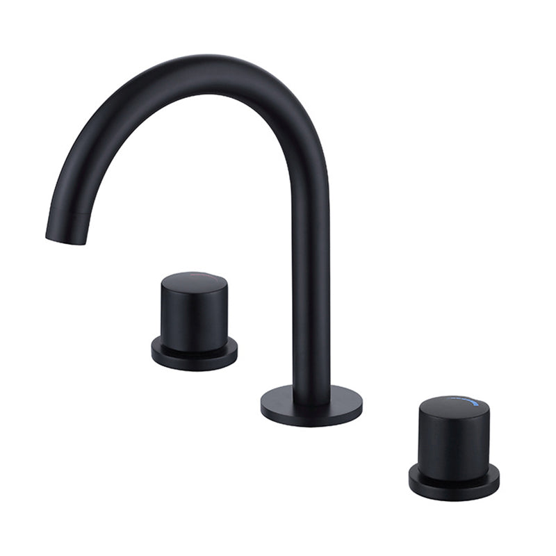 Circular 2-Handle Bathroom Faucet with Copper 3-Hole Widespread Bathroom Sink Faucet