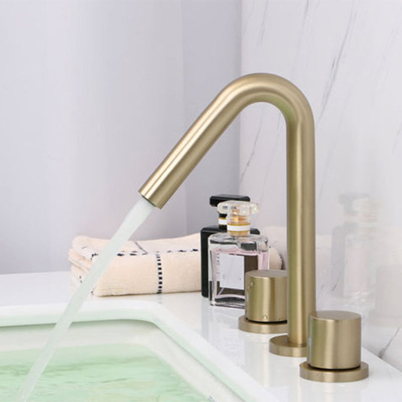 Circular 2-Handle Bathroom Faucet with Copper 3-Hole Widespread Bathroom Sink Faucet