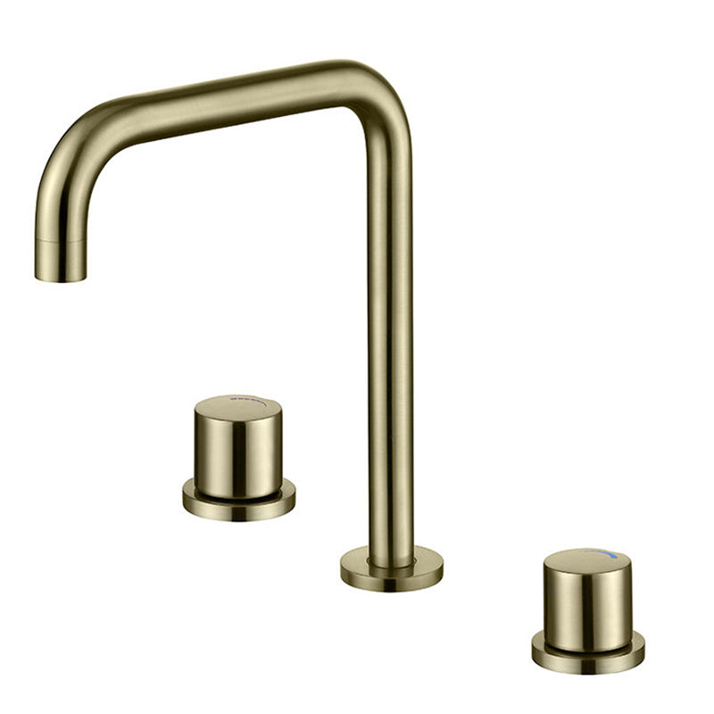 Circular 2-Handle Bathroom Faucet with Copper 3-Hole Widespread Bathroom Sink Faucet