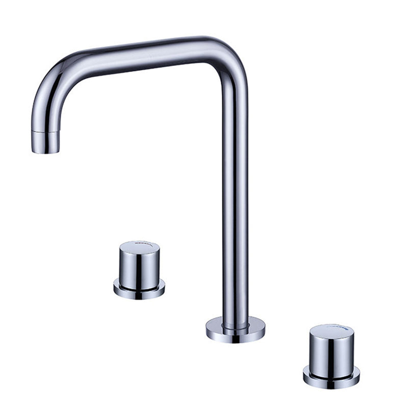 Circular 2-Handle Bathroom Faucet with Copper 3-Hole Widespread Bathroom Sink Faucet
