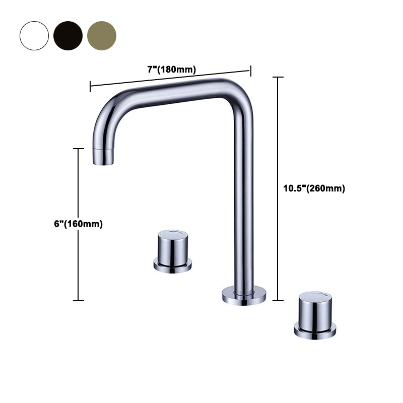 Circular 2-Handle Bathroom Faucet with Copper 3-Hole Widespread Bathroom Sink Faucet