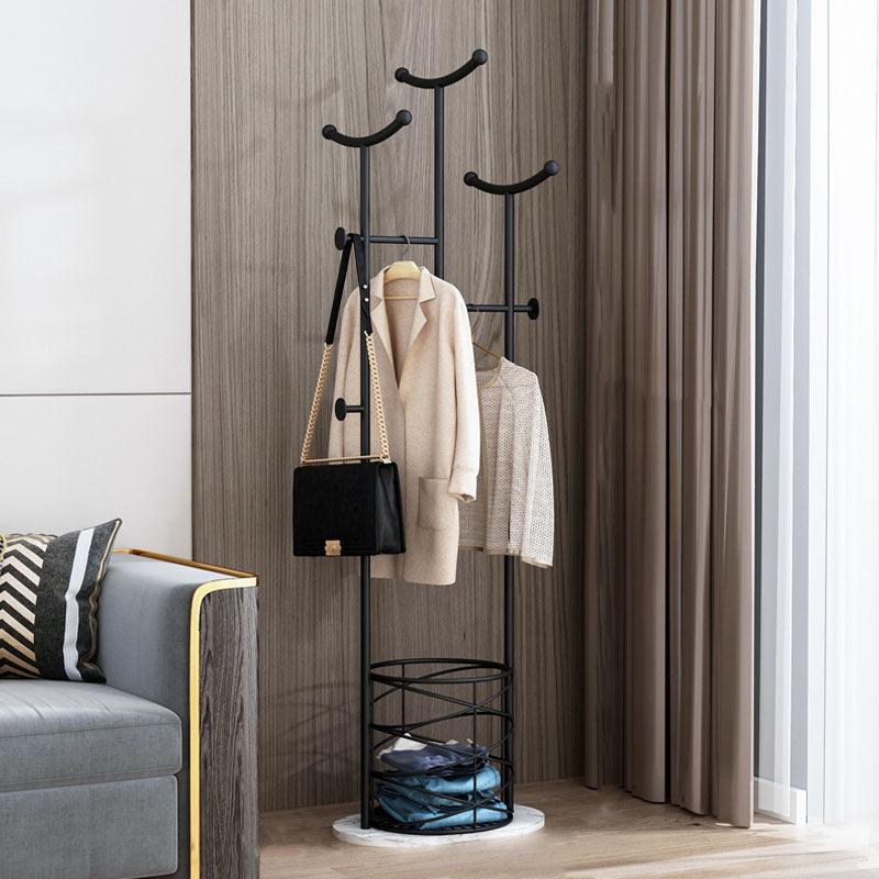 Gorgeous Metal Coat Rack Basket Storage Coat Rack with Coat Hooks