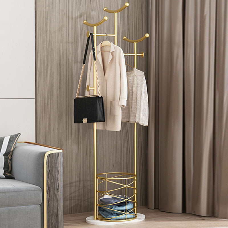 Gorgeous Metal Coat Rack Basket Storage Coat Rack with Coat Hooks