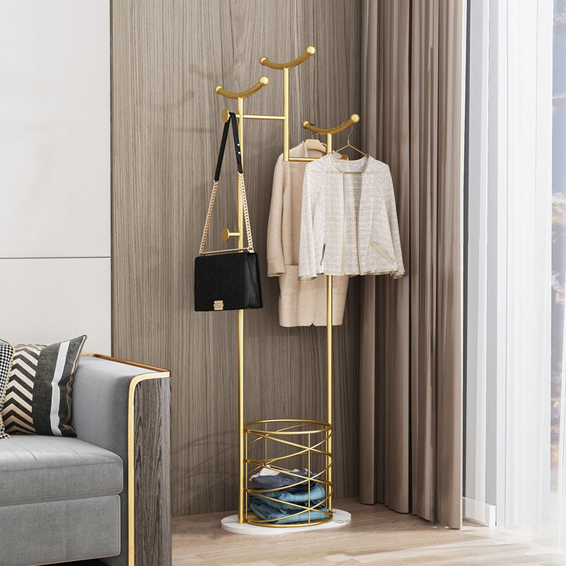 Gorgeous Metal Coat Rack Basket Storage Coat Rack with Coat Hooks