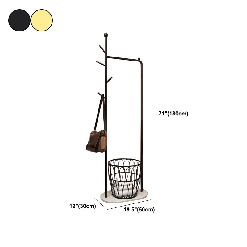 Gorgeous Metal Coat Rack Basket Storage Coat Rack with Coat Hooks