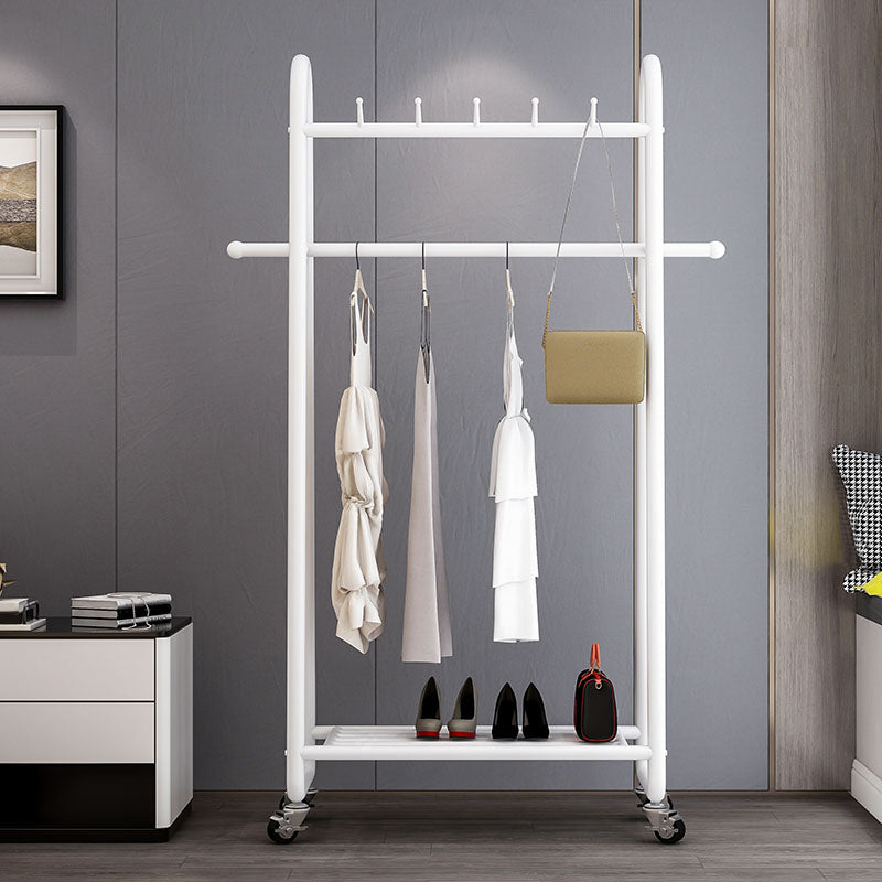 Glam Entryway Kit Hanging Rail Lower Shelf and Hooks Hall Stand with Castors