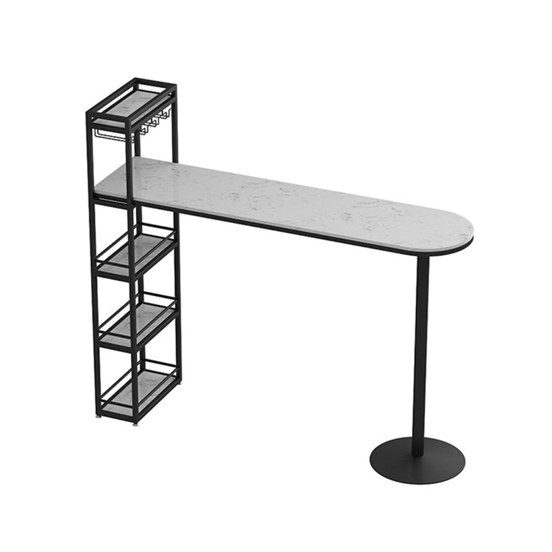 Glam Pub Table Bar Height Specialty Bar Table with Wine Rack
