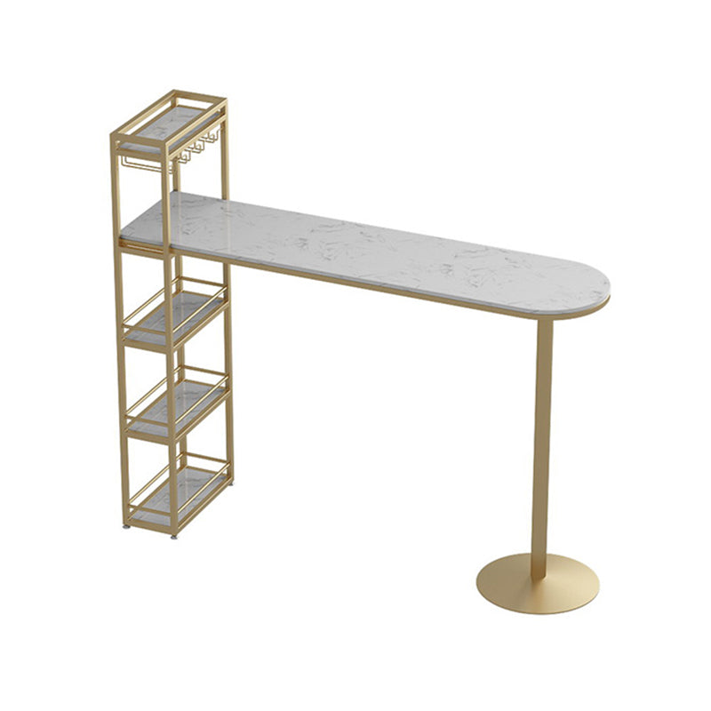 Glam Pub Table Bar Height Specialty Bar Table with Wine Rack