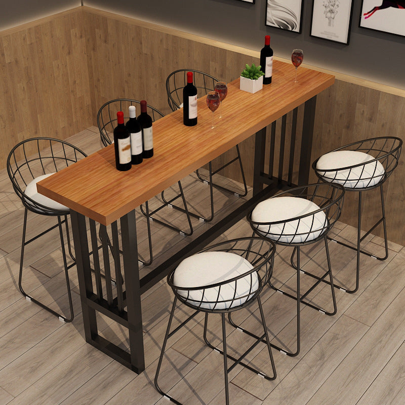 Solid Wood Pub Table Bar Height Industrial Rectangle Bar Table for Indoor Use