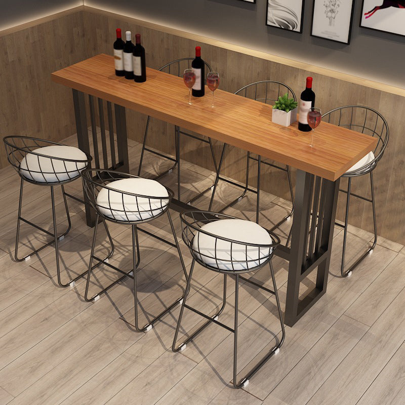 Solid Wood Pub Table Bar Height Industrial Rectangle Bar Table for Indoor Use