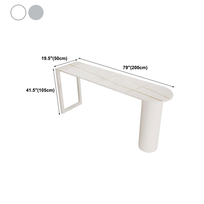 White Stone Top Bar Dining Table Modern Double Pedestal Bar Table