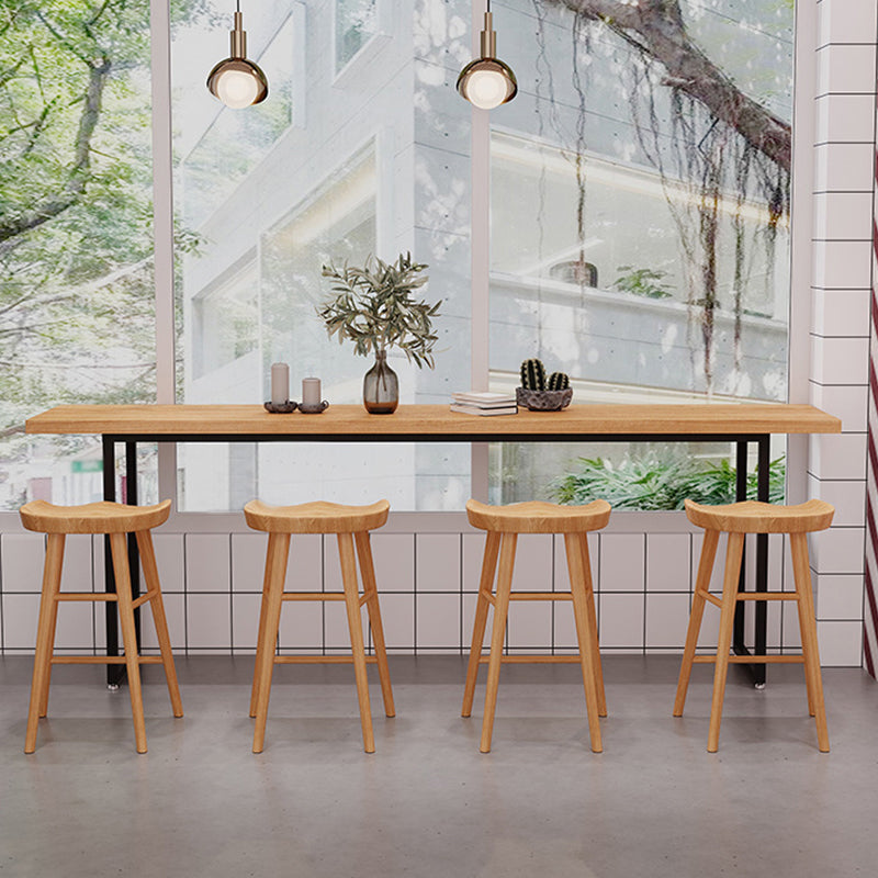 Solid Wood Pub Table Bar Height Industrial Rectangle Bar Table for Breakroom