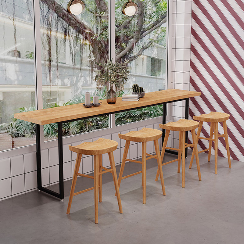 Solid Wood Pub Table Bar Height Industrial Rectangle Bar Table for Breakroom