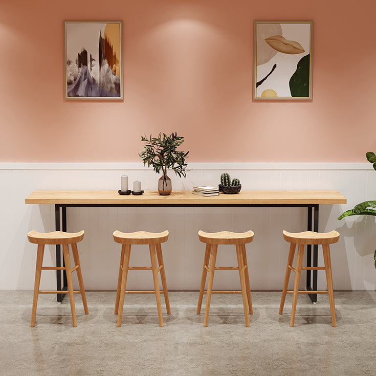 Solid Wood Pub Table Bar Height Industrial Rectangle Bar Table for Breakroom