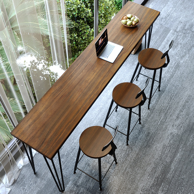 Solid Wood Pub Table Bar Height Industrial Rectangle Bar Table for Small Places