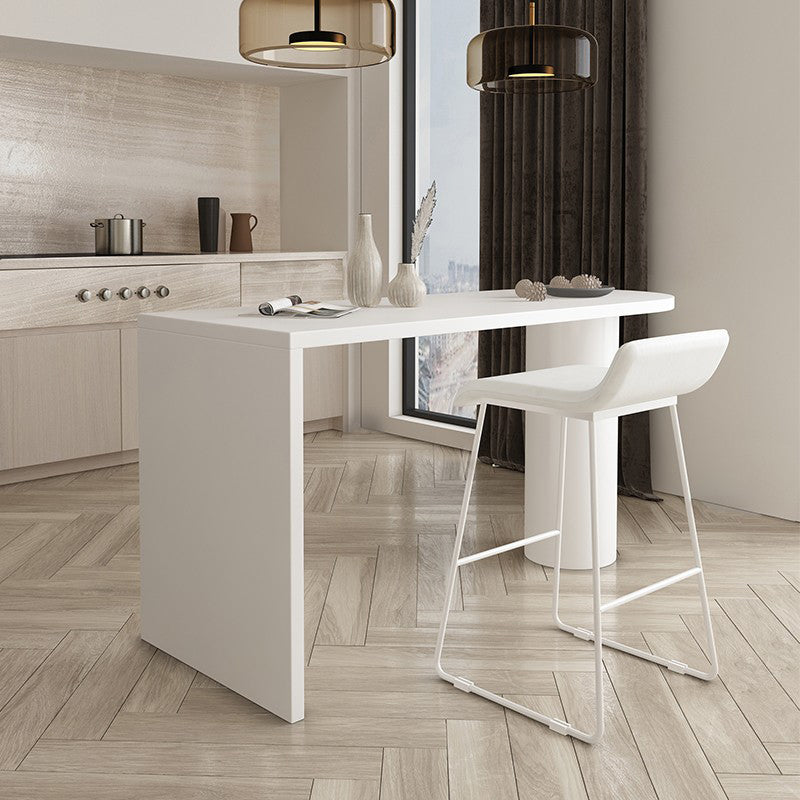 Contemporary Double Pedestal Bar Table White Solid Wood Bar Dining Table