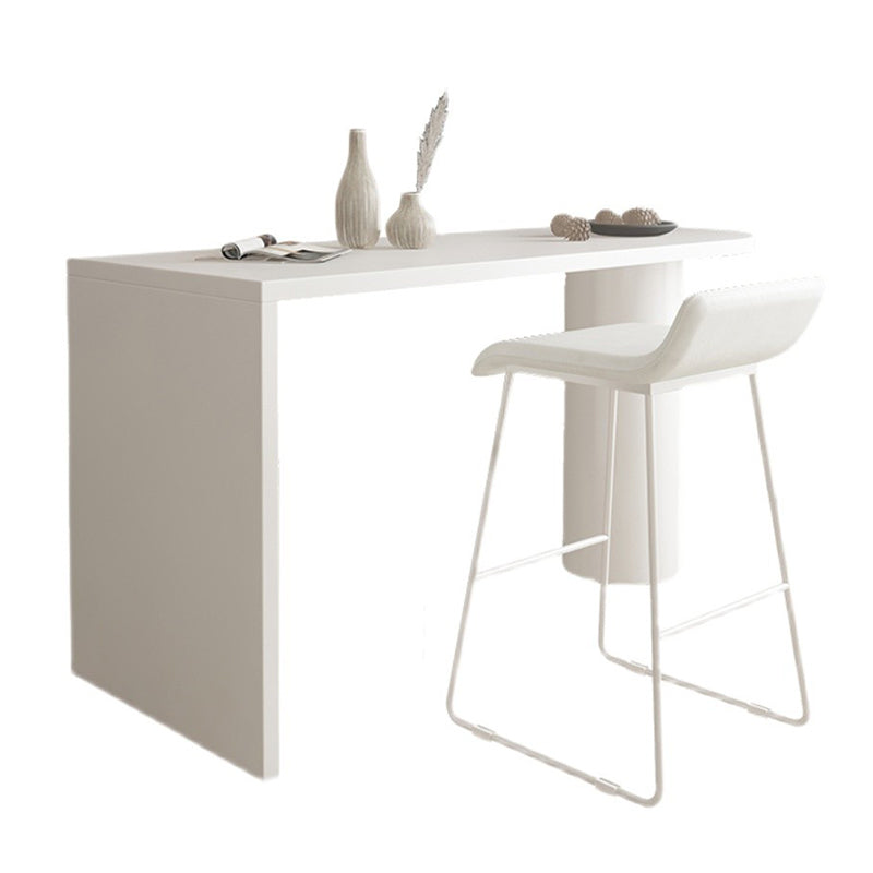 Contemporary Double Pedestal Bar Table White Solid Wood Bar Dining Table