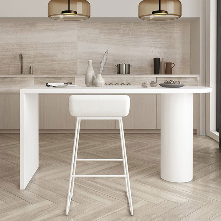 Contemporary Double Pedestal Bar Table White Solid Wood Bar Dining Table