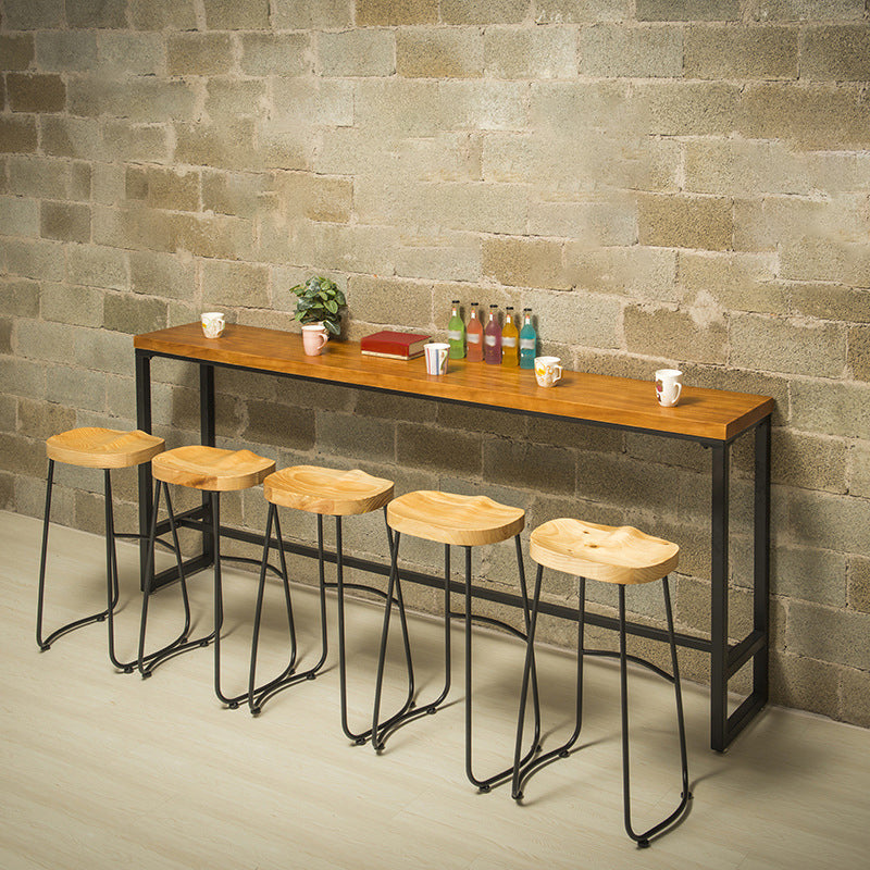 Industrial Solid Wood Bar Table Rectangle Dining Table for Kitchen Living Room
