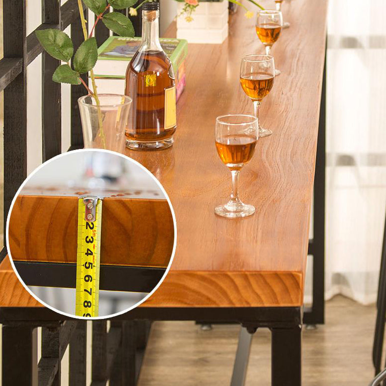 Industrial Solid Wood Bar Table Rectangle Dining Table for Kitchen Living Room