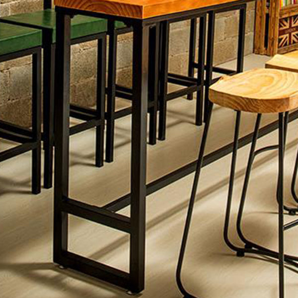 Industrial Solid Wood Bar Table Rectangle Dining Table for Kitchen Living Room