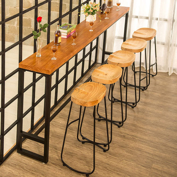 Industrial Solid Wood Bar Table Rectangle Dining Table for Kitchen Living Room