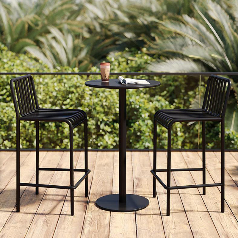 Contemporary Metal Round Bar Table Outdoor Pedestal Bar Dining Table